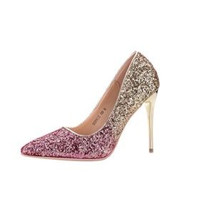 MERCURY Pink & Gold Glitter Pumps